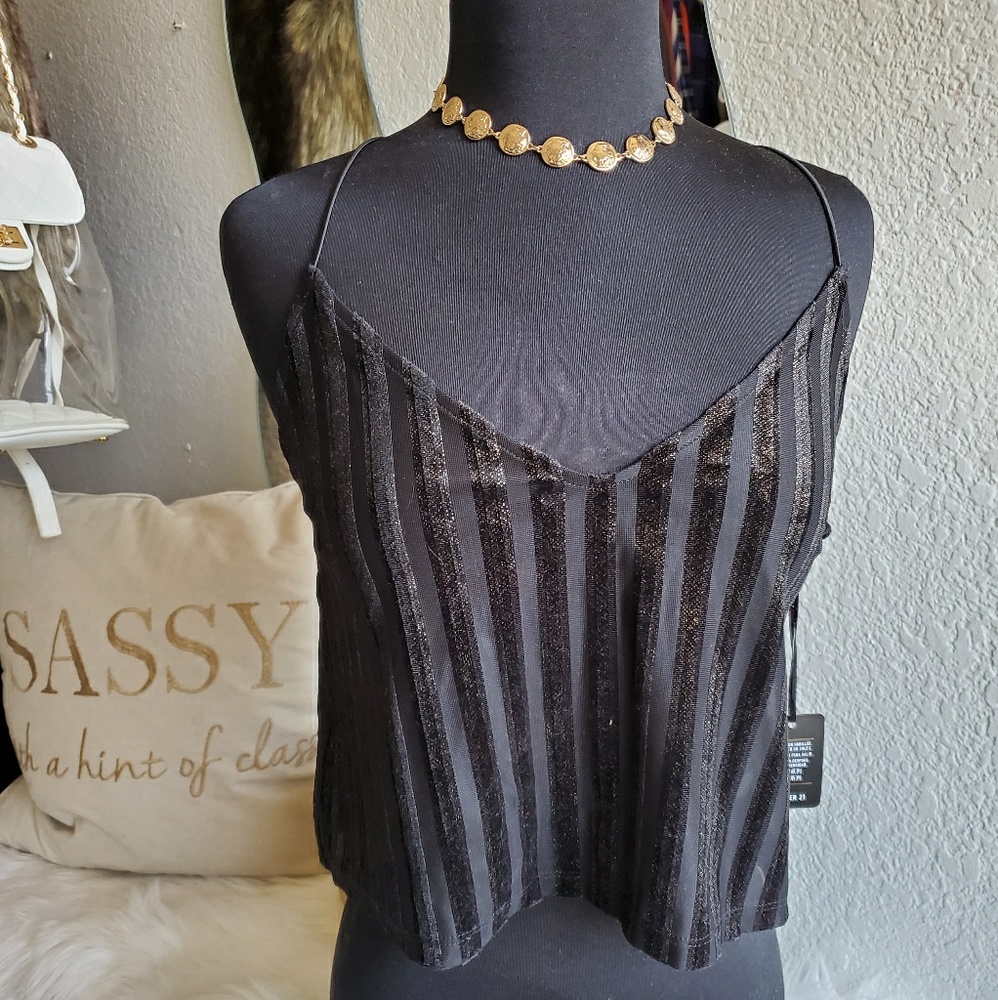 Forever 21 black/gold crop cami